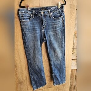 Silver Jeans Stretchy Cropped Crops Blue Denim